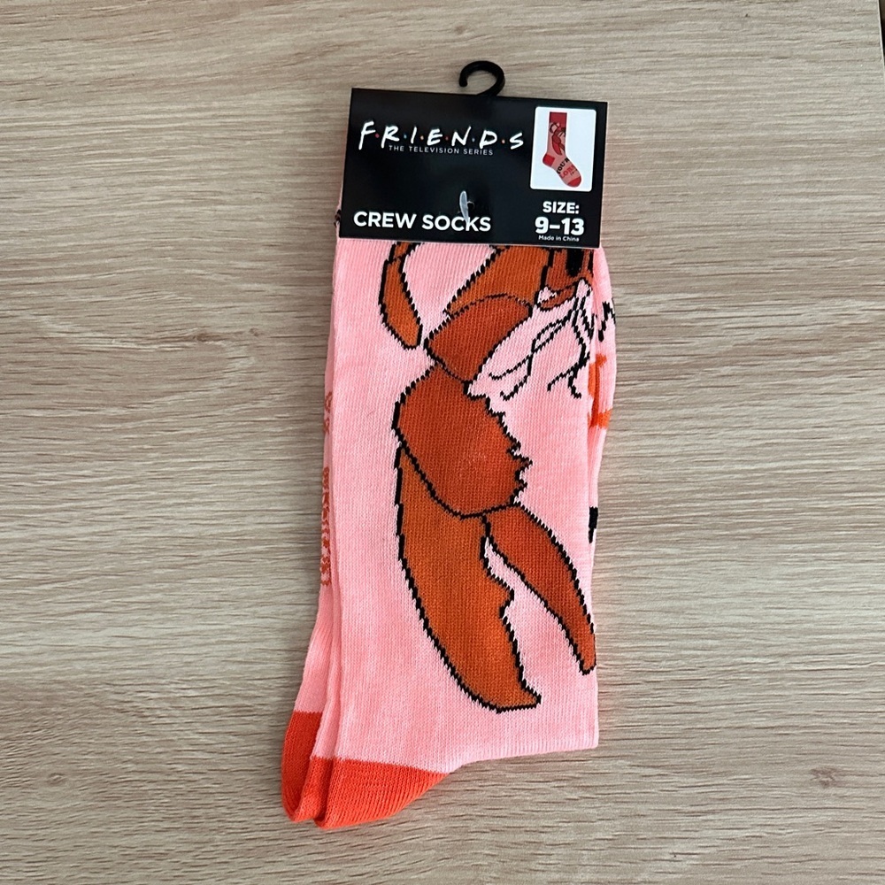 FRIENDS Pink and Orange Graphic Crew Socks